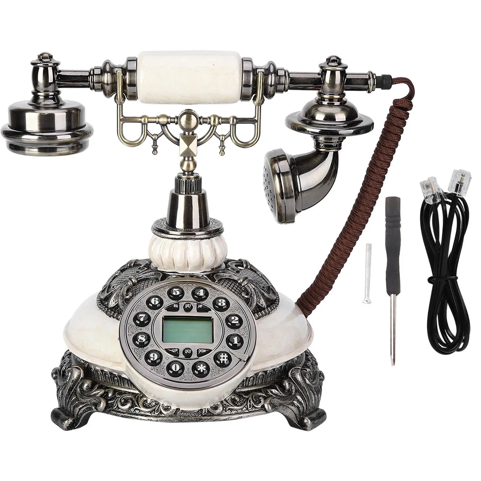 Retro FSK DTMF Corded Landline Telephone - Vintage One-Button Phone for Home & for office Decor