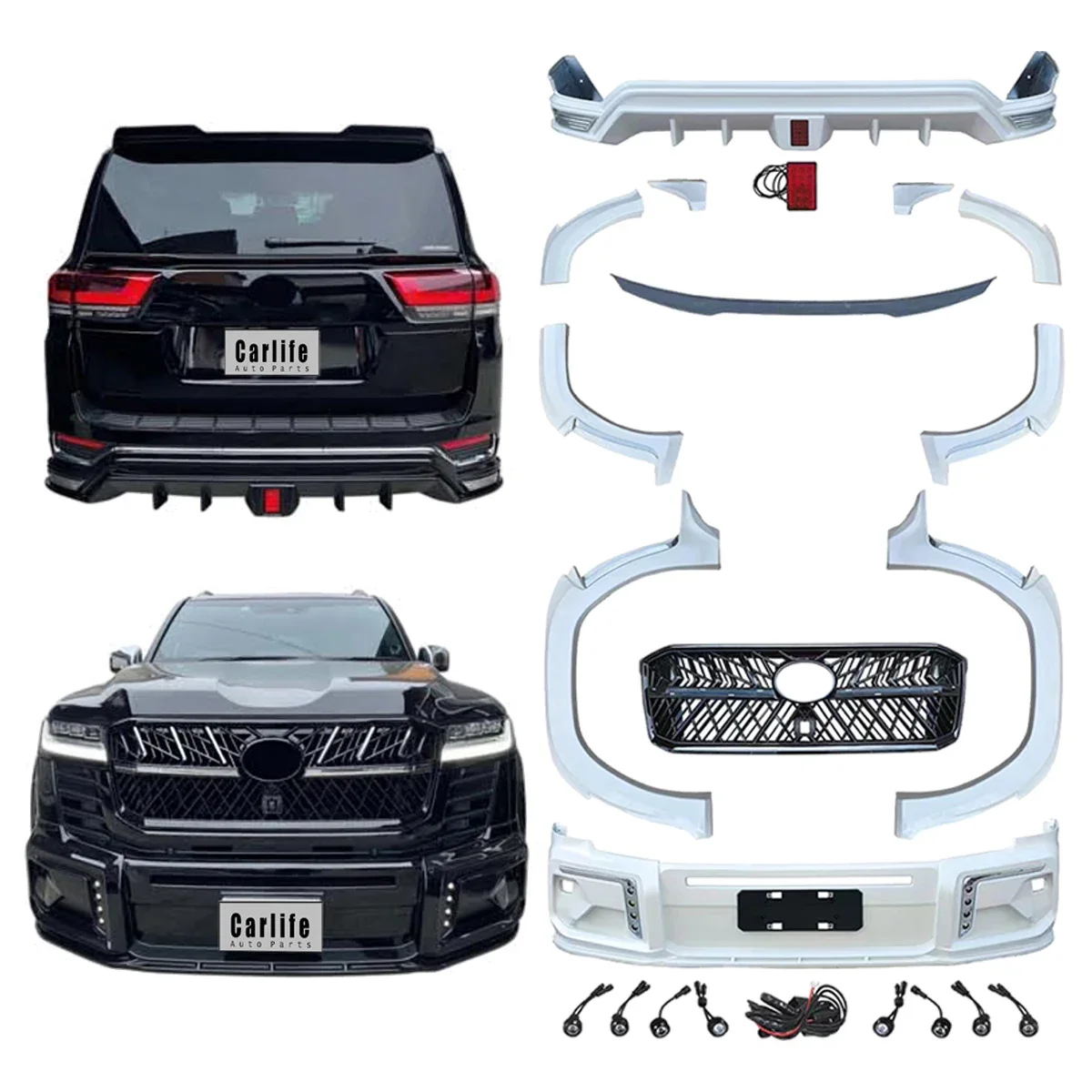 

Modification facelift bumper body kit with wheel arch for Toyota LC300 2022-2024 to wald look like.