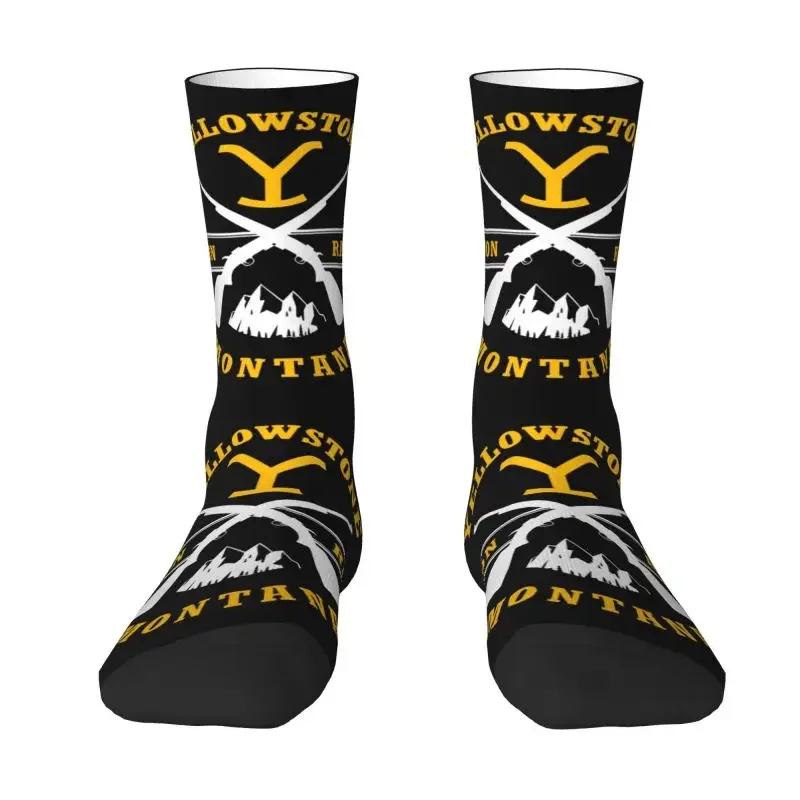 Fun Printing Yellowstone Dutton Ranch Guns Socks for Women Male Men Stretchy Summer Autumn Winter Crazy Crew Socks