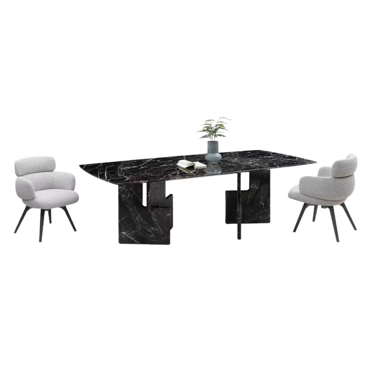 Natural luxury stone dining table platinum diamond dining table Italian light luxury rectangular size apartment
