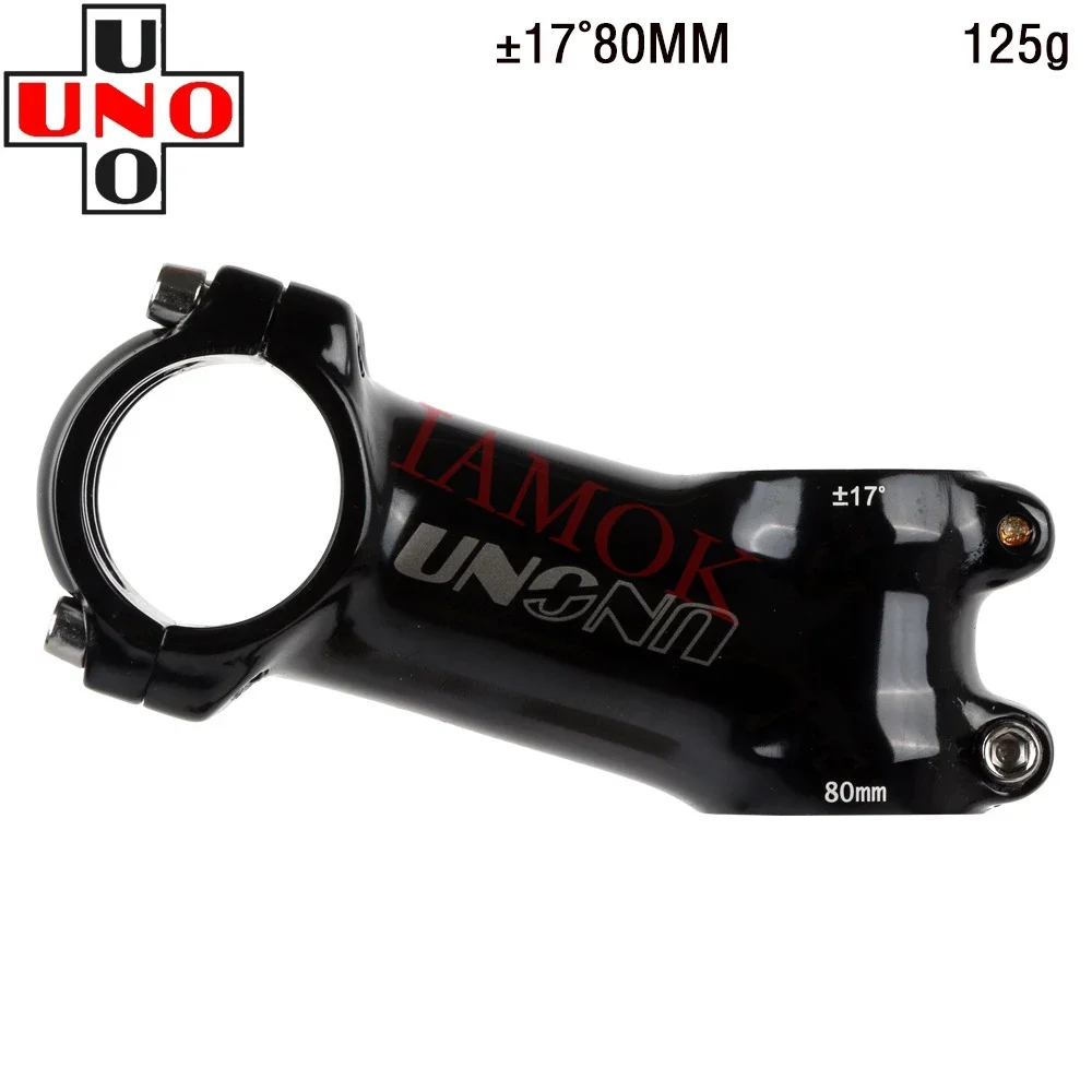 

UNO AS-007N Bike 7/17 Degree Glossy Black 60-130mm Stem Iamok Gray Logo Stems Road Bicycle Parts