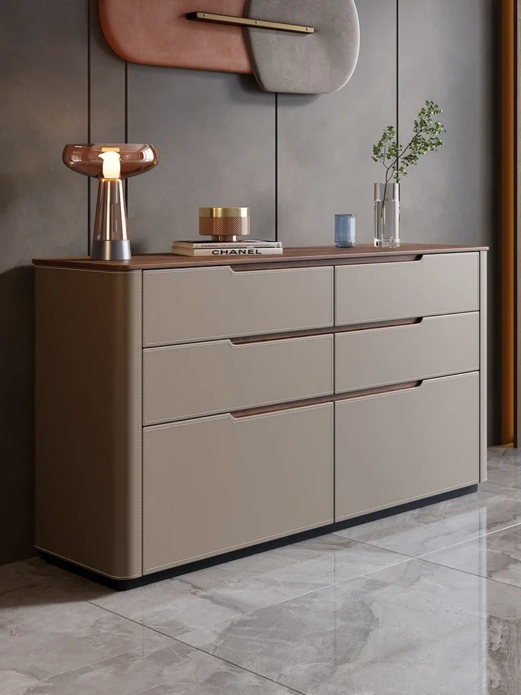 Credenza in pelle di sella, soggiorno moderno, cassettiera portaoggetti per piccoli appartamenti