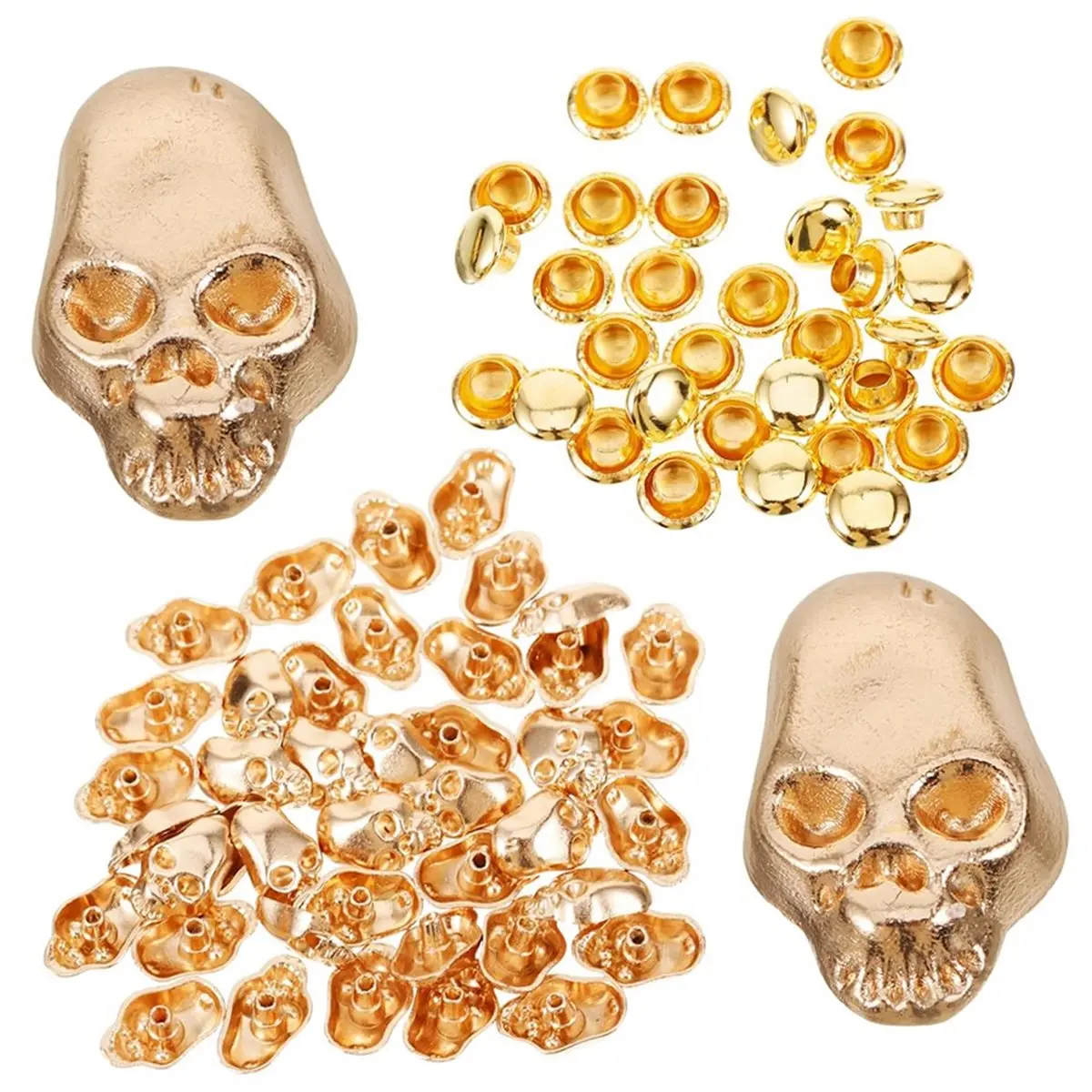 AT33 50pcs Skull Rivets Crafting Studs Punk Decorative Rivet Kit for Leathercraft Clothing Shoes DIY Accessories