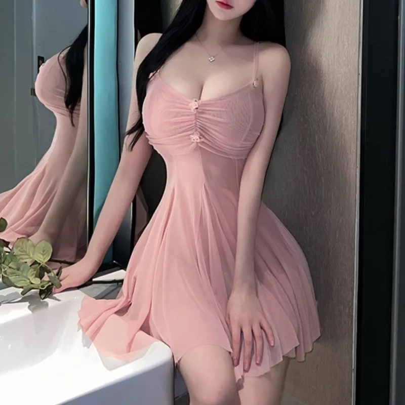 Fancy Women Underwear Dress Female Passionate Temptation Small Chest Hanging Pajamas Pure Desire Nightwear Summer Party Dresses