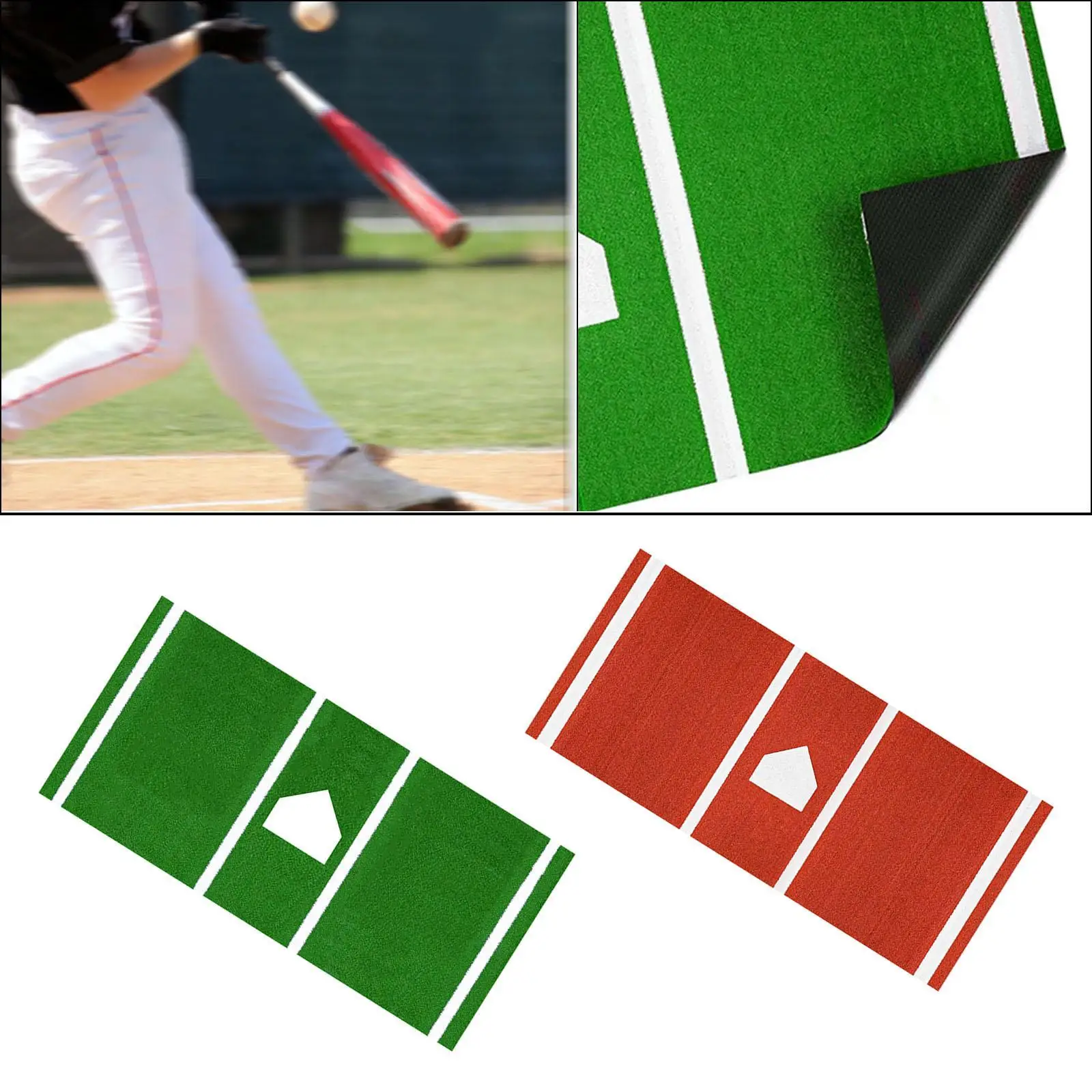 Portable Baseball Batting Mat PP Short Grass Hitting Trainer Non Slip EVA Back Training Aid for Batting Cages