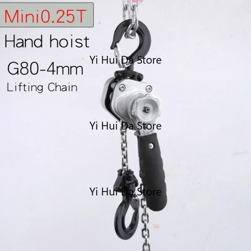 Mini Chain Hoist 0.25t/0.5t Chain Hoist Tensioner 1.5m/3m Load Lifting Pulley System for DIY Home Garage Workshop