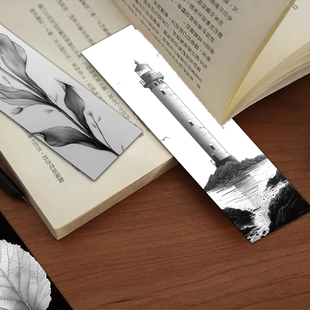 30pcs Minimalist Line Bookmarks Black And White Mix Reading Book Tags DIY Page Tags gift Decoration Cards Student Message Cards