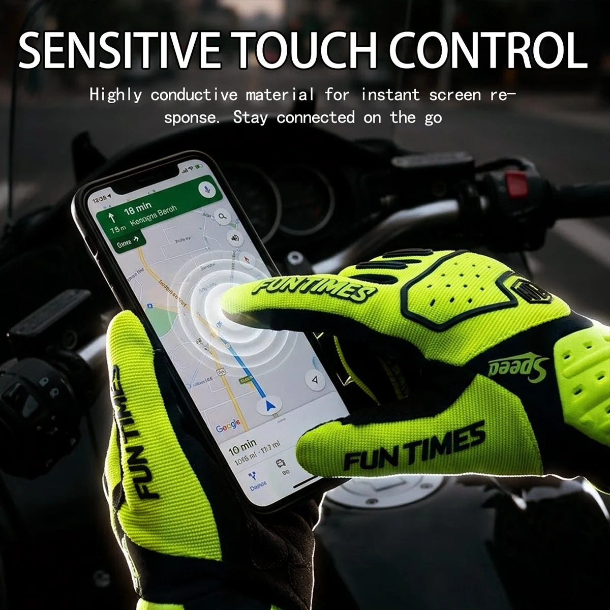 Bright colored cushioned riding gloves for men and women off-road, touch screen shock-absorbing protection full finger gloves 3