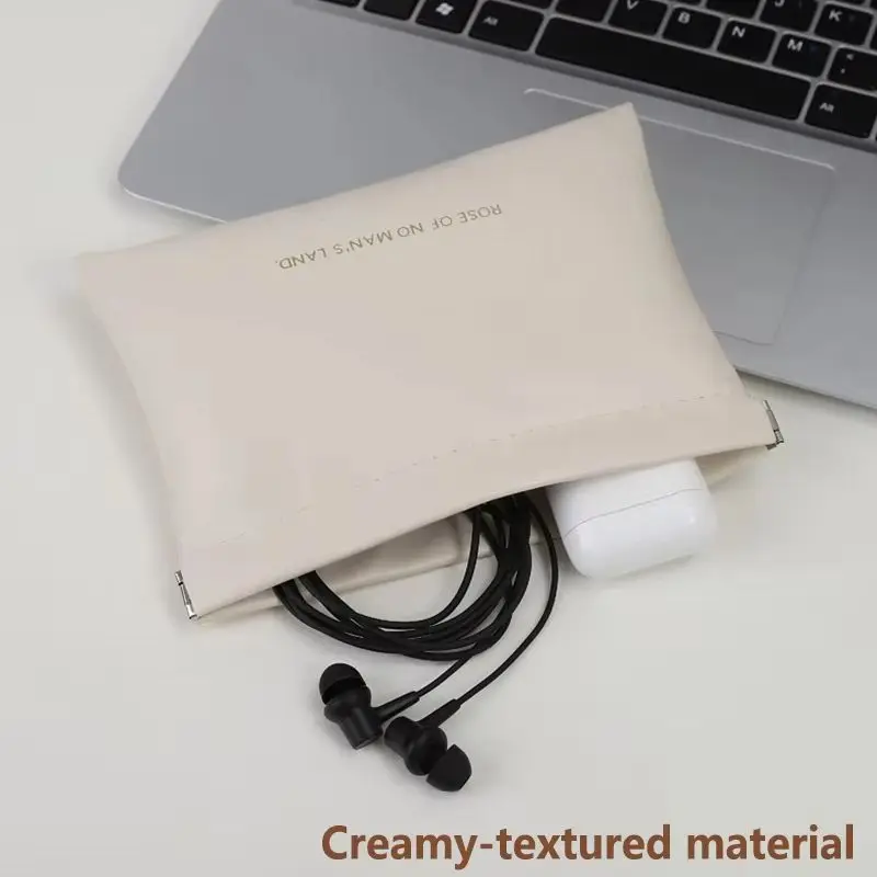 Automatic Closed Purse Bag Mini PU Separate Earphone Charging Cable Storage Bag Portable Zero Wallet Coin Lipstick Storage Bag