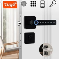 New Smart Door Handle Fingerprint Password Remotely Unlock Digital Lock Tuya App Keyless Entry for Doors Smart Electronic Lock 1