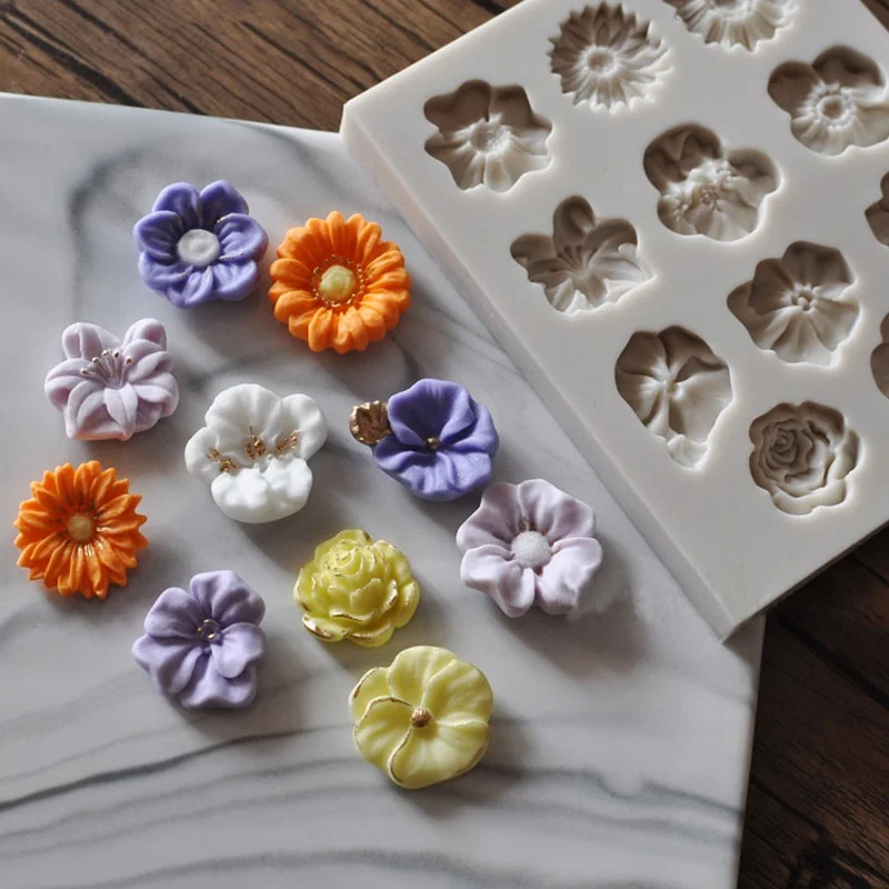 1pc Sunflower Rose Flowers Shape Silicone Mold Cake DIY home Decoration Chocolate 3D Mould Tool cake accessories kitchen gadgets