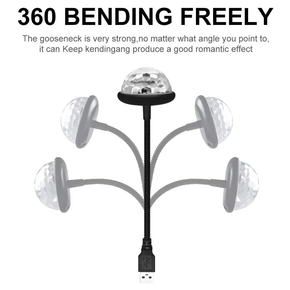 Dj Lighting Sound Party Auto USB Mini Disco Ball Lights RGB Multi Color Car Atmosphere Room Decorations Lamp Magic Strobe Light