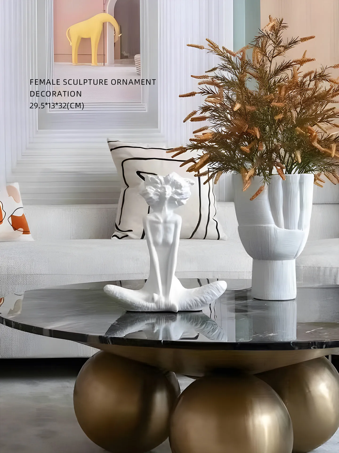 Creative Art Leisurely Atmosphere Ivory White Portrait Sculpture Living Room Tabletop Decorative Art Ornament
