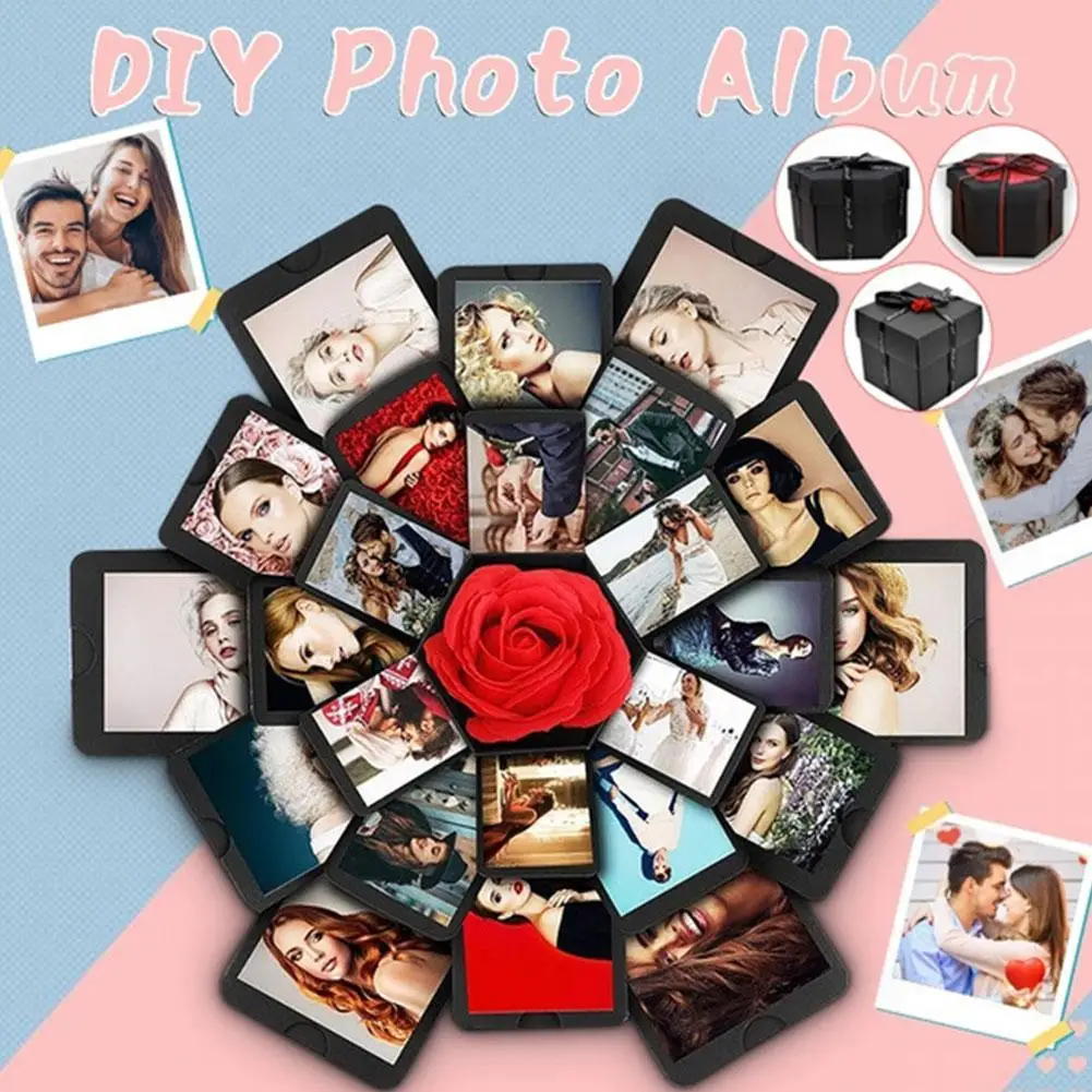 Álbum autoadhesivo Hexagonal multicapa, caja explosiva, regalo del Día de San Valentín, V5X7