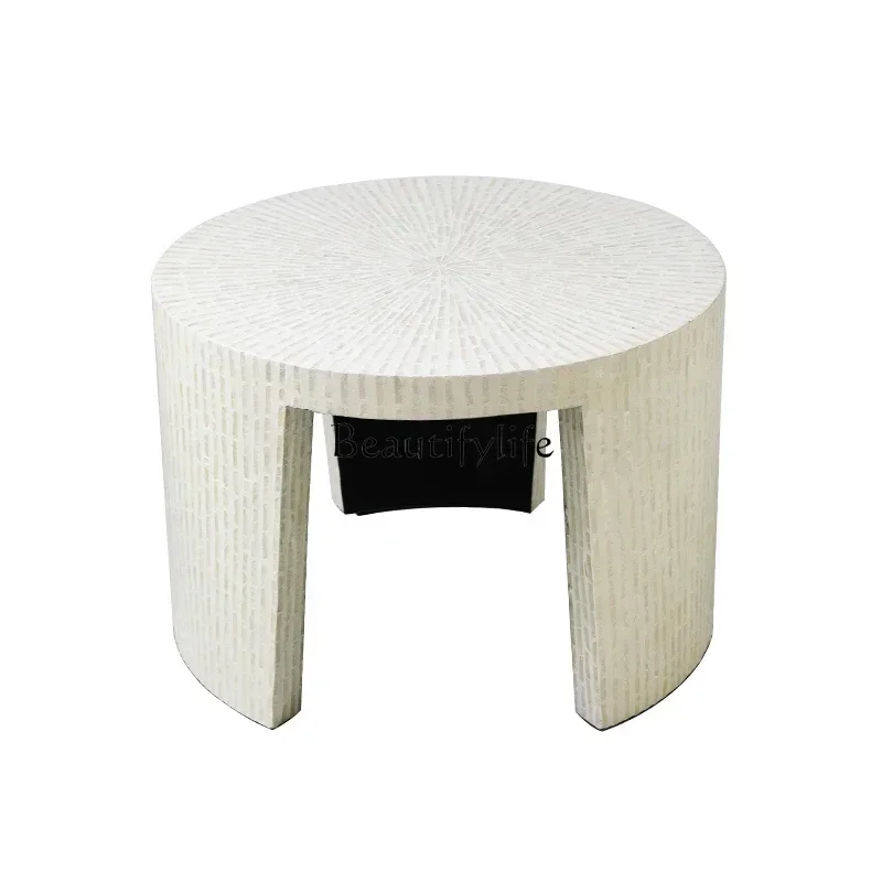 

Silent Style round Side Table Living Room Light Luxury Coffee Table Mid-Ancient Sofa Corner Table Balcony