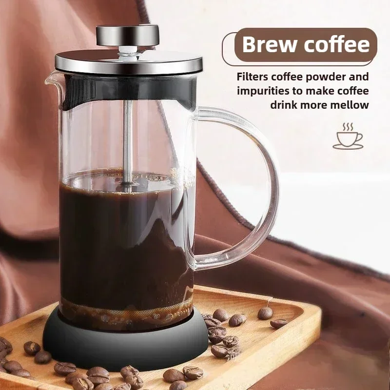 Cafetière en verre d'acier inoxydable de 350 à 1000ml, cafetière à presse française, théière en verre Borosilicate résistant à la chaleur, outils de cuisine