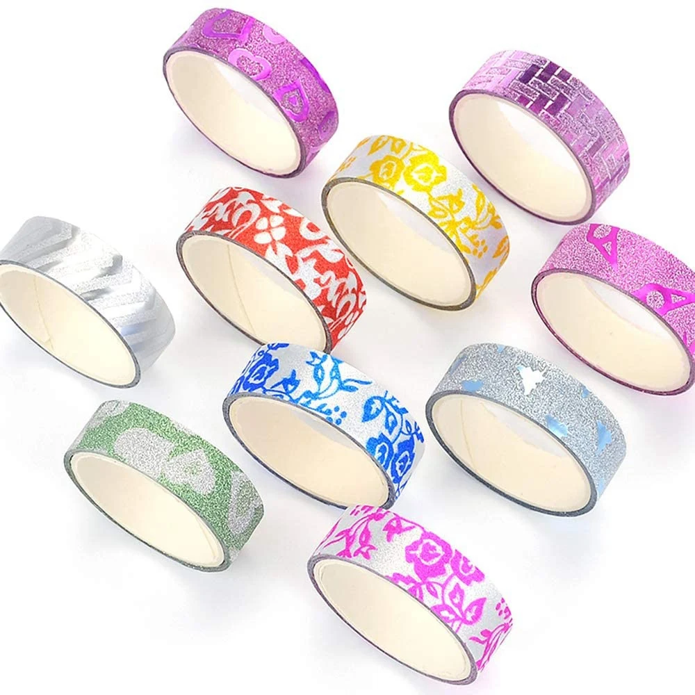 A62Z 50 Rolls Glitter Washi Tape Set, Decorative Adhesive Masking Tape for Crafts, Scrapbooking Supplies, DIY, Gift Wrapping