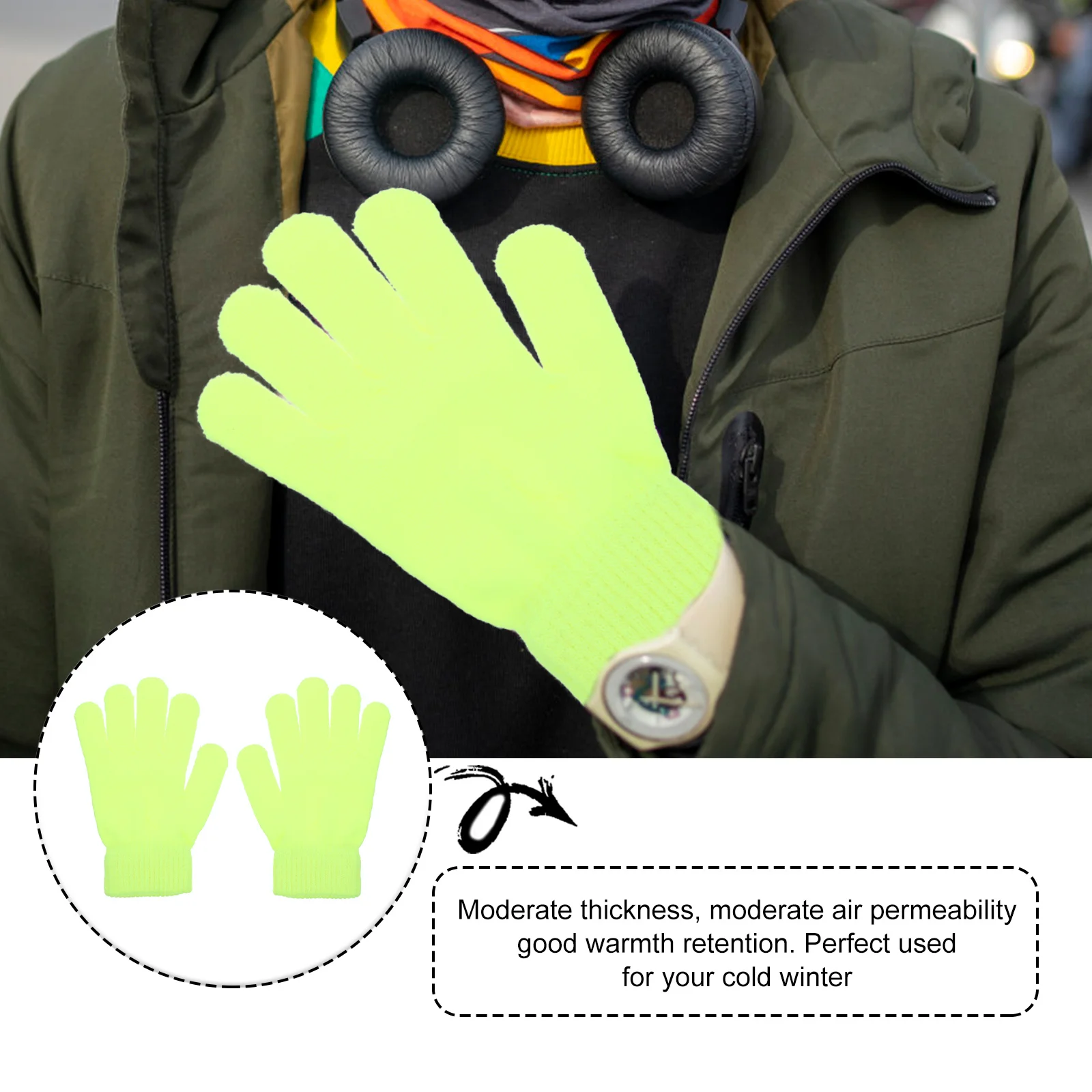 

4Pairs Winter Gloves Knitted Warm High-Quality Material Supple Comfortable Versatile Outdoor Hiking Accessory Knitted Glove