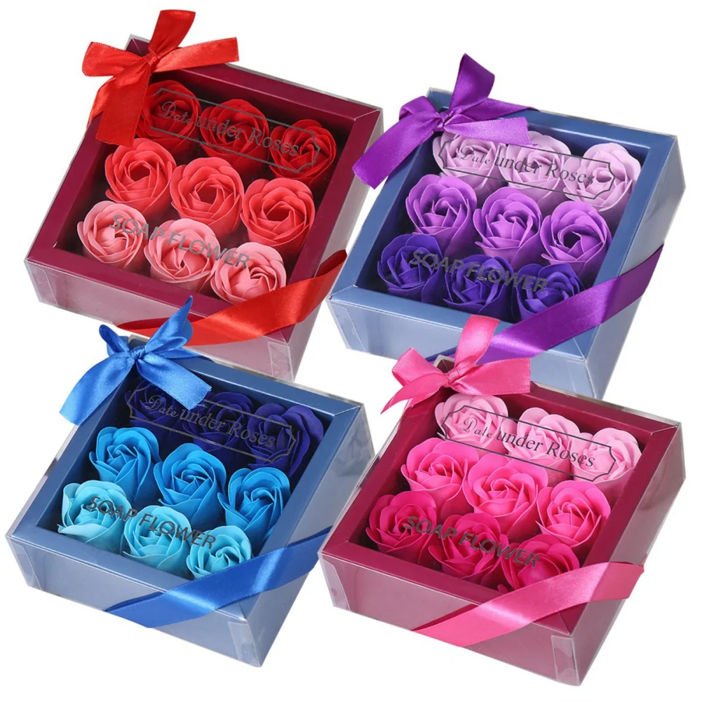 Valentine'S Day Mother'S Day Creative Artificial Soap Flower Eternal Rose Head Decorative Flower Box Wedding Bouquet Flower Gift