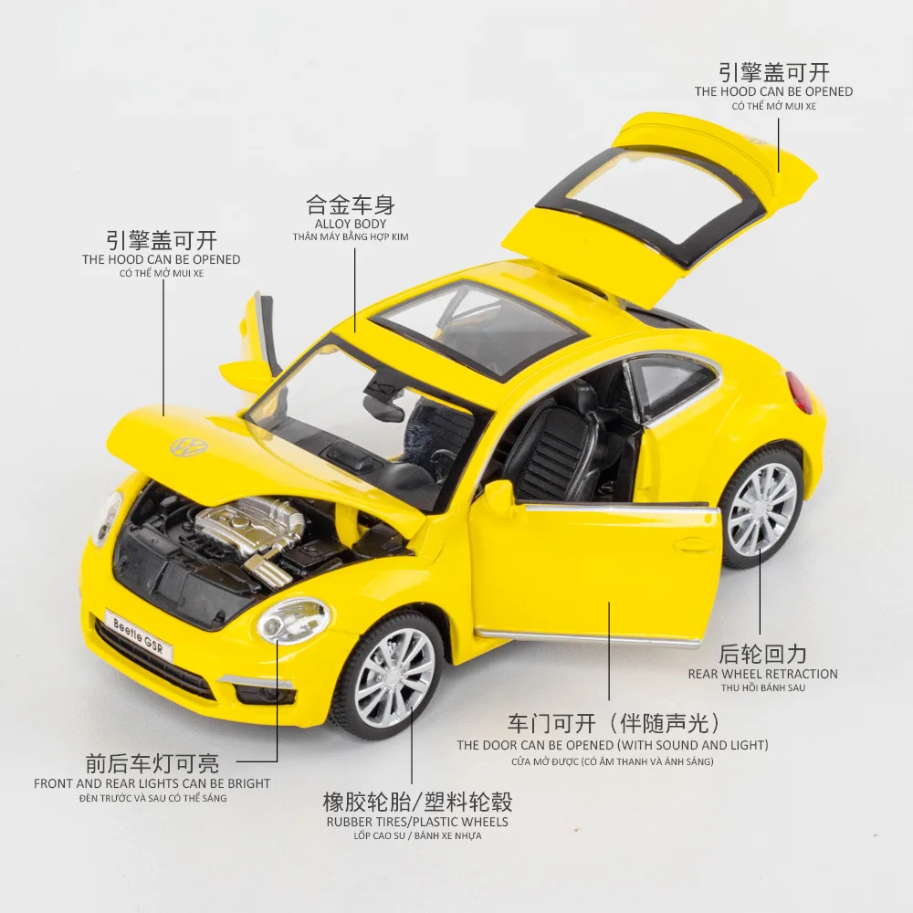 1:32 فولكس فاجن بيتل سبيكة نموذج سيارة Diecasts ولعبة المركبات محاكاة الصوت والضوء التراجع سيارات لعب للأطفال هدايا