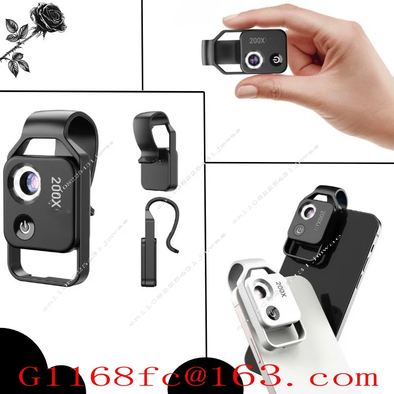 New Portable 200x Mobile Magnifying Glass with High-definition Microscope Without CPL