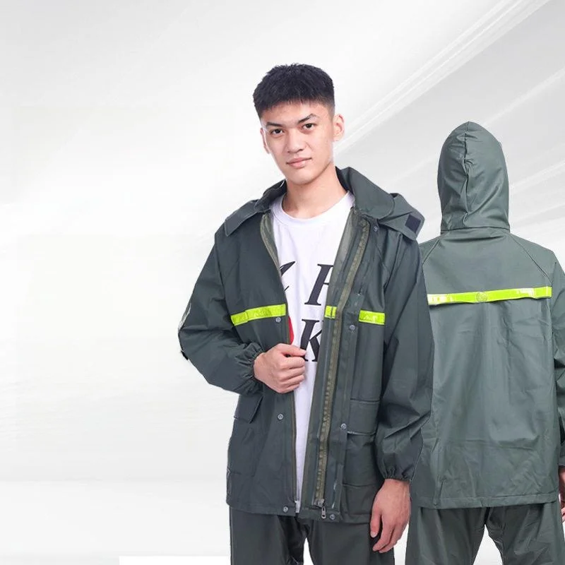 

Women's Outdoor Waterproof Knitted Raincoat Pants Separate Set Breathable Delivery Rider Hiking Rainwear Labor Protection