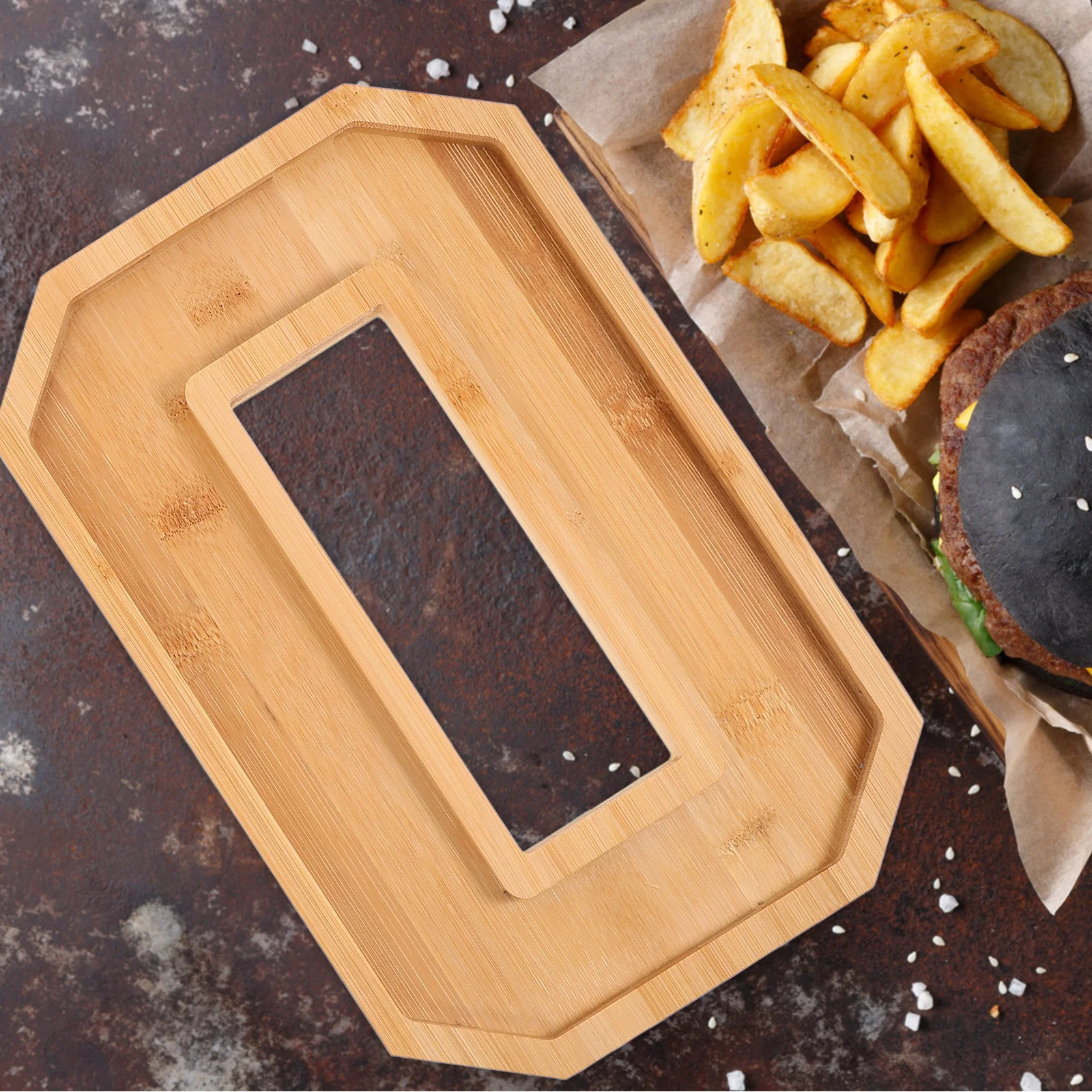 

1 set 1 Set Wood Number 50 Tray Sturdy Large Capacity Elegant Design Snack Fruit Serving Dish Decorative Dessert Plate