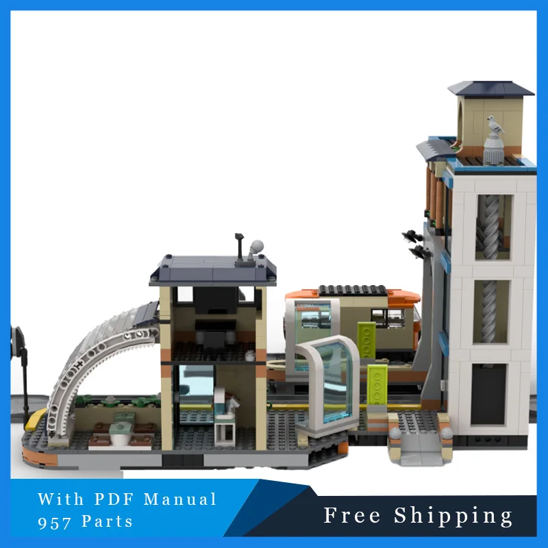 

Creative Parts Luxury Train Station Building Block Brick Model Street View Compatible 957 Children Educational Toy Birthday Gift