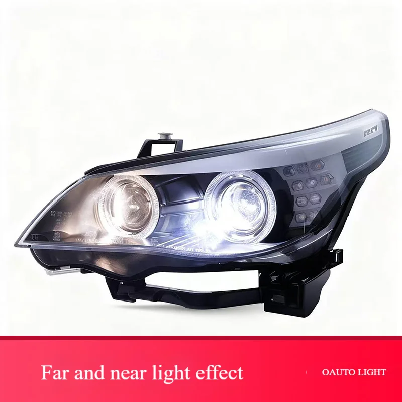 03-10 5 Series E60 520, 523, 525 Headlight Assembly Angel Eye Lenses Xenon Headlights
