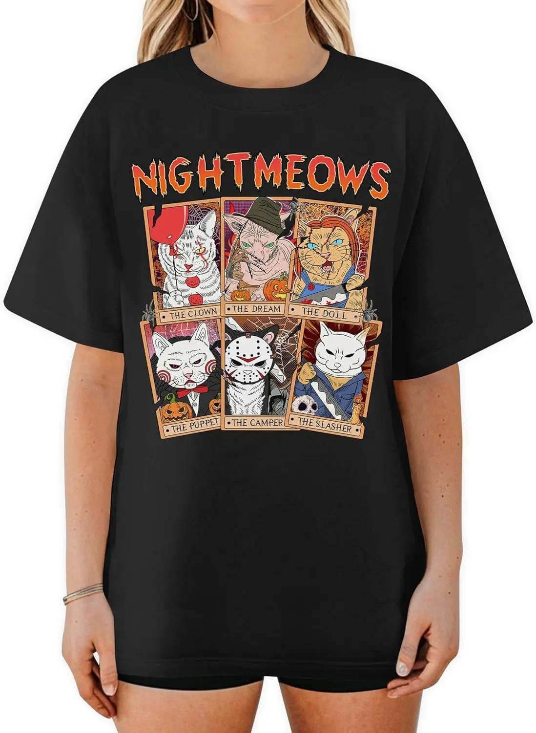 Halloween Horror Nights Shirts - Cat Night Shirt - Thick Thighs Spooky Shirts - Halloween Tarot Card Tshirt