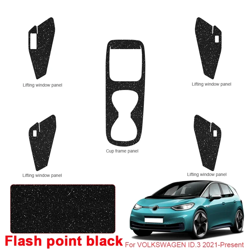 Car Carbon Interior Sticker Auto Lifting Window Panel Decal Gear Inner Door Protective Film For Volkswagen ID.3 2021-Present LHD