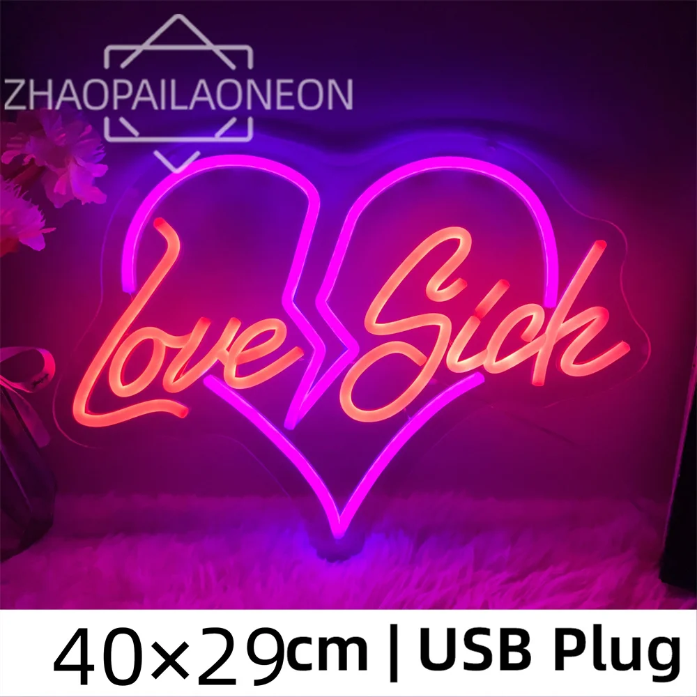 Love Sick letrero Led de neón para pared, decoración de dormitorio, lámparas LED para habitación, luces nocturnas de neón, fiesta, Bar, Club