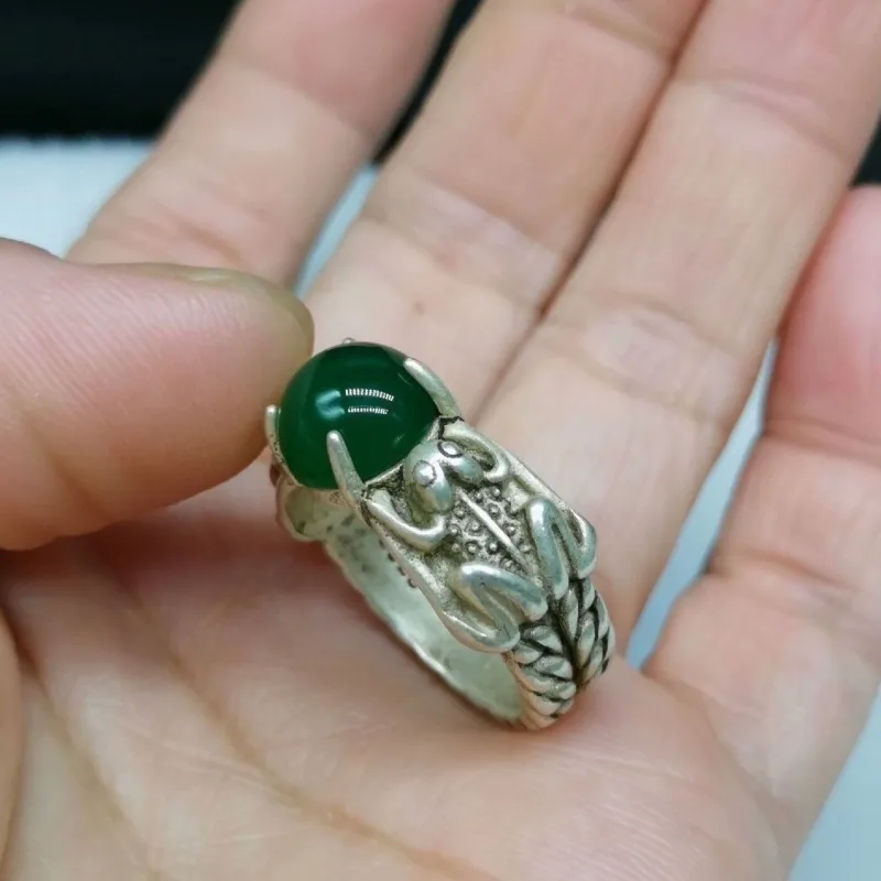 Vintage Silver Jasper Ring Imperial Jade Green Collector Piece Antique Unisex Tarnish Resistant Heirloom Quality Jewelry for Her