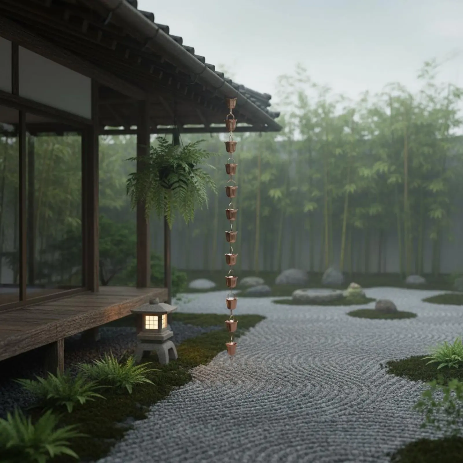 Rain Chain Artistic Design Japanese Design Rain Chain Roof Drainage Weather Resistant Downspout Substitute for Courtyard, Gazebo
