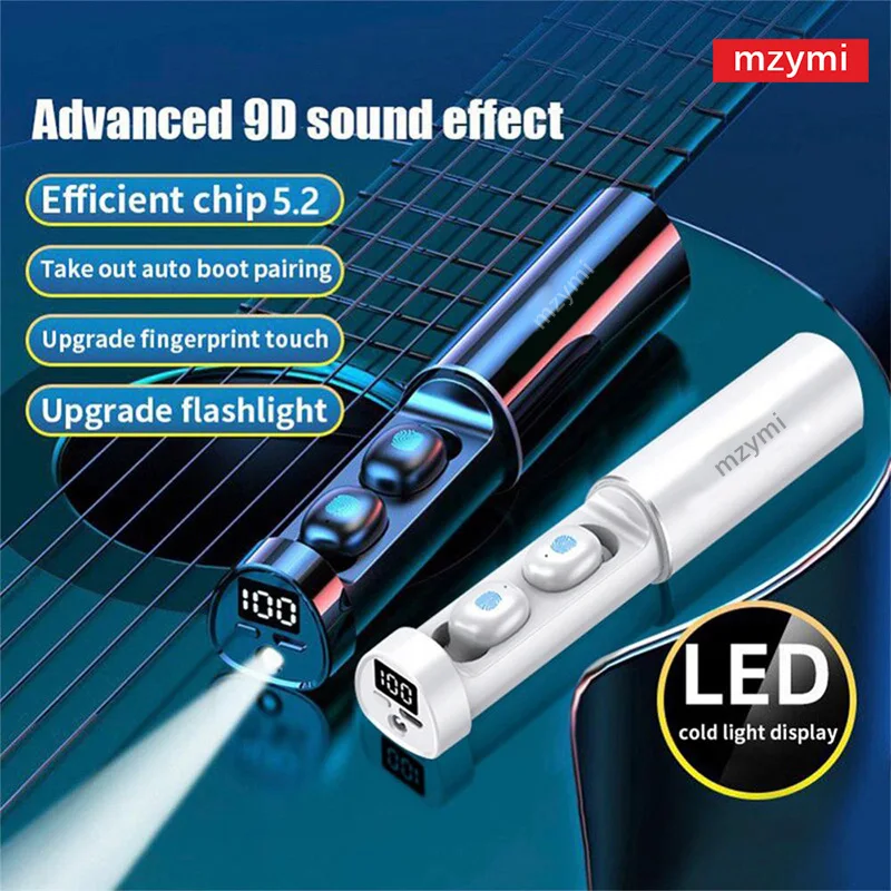 mzymi N21 In Ear Earbuds TWS Bluetooth Headphones 8D Sound Gaming Headset Waterproof Wireless Earphones LED Display For XIAOMI