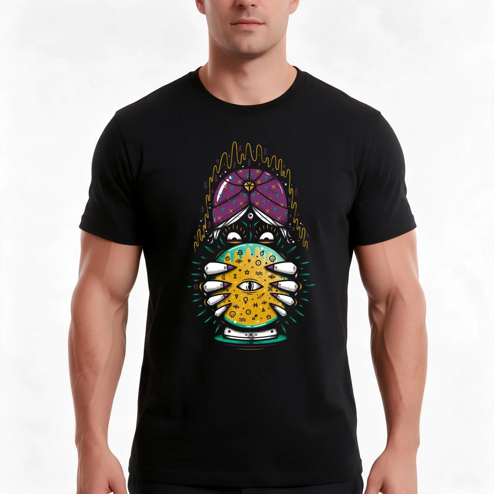 Fortune Teller! T-Shirt, Summer Casual Cotton Tee, Oversized Streetwear Tops, Vintage Graphic Print, Loose Fit Short Sleeve