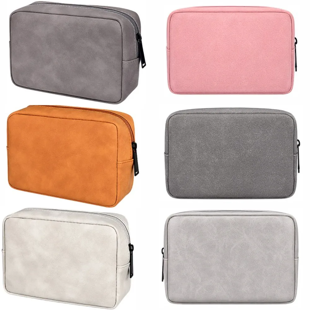 Leather Cosmetic Bag Makeup Bag Men Travel Zipper Makeup Bags Cosmetics Organizer Storage Pouch Travel Frosted PU Toiletry Bag