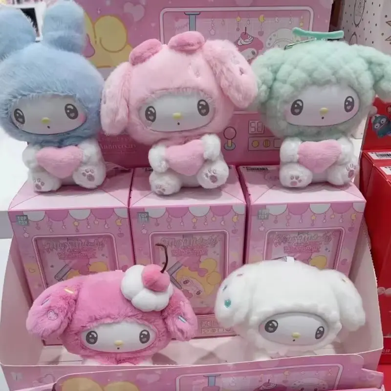 재고 있음 산리오 마이멜로디 50주년 기념 밀크캔디 시리즈 랜덤박스 비닐 인형 귀여운 가방 펜던트 미스터리 박스 장난감 선물