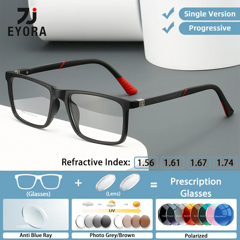 

EYORA Ultralight TR90 Comfortable Square Reading Glasses Myopia Eyewear Hyperopia Anti Blue Ray Progressive Photochromic Eyewear