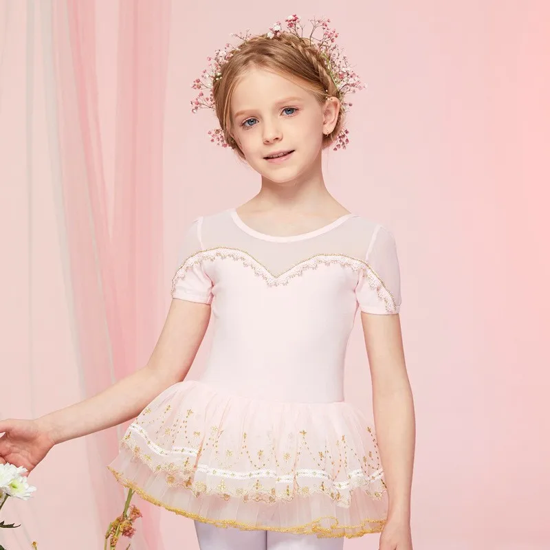 Kids Girls Sequins Ballet Dance Tutu Princess Dress Embroidery Gymnastics Leotard Tulle Skirted Swan Lake Ballerina Costume