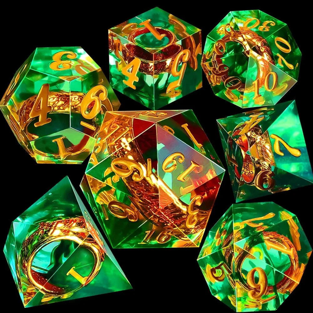 

7PCS New Resin Fluid Dice Set D4 D6 D8 D10 D12 D20 Polyhedral Liquid Dices Blue Green Purple Dice For Table Games Gift
