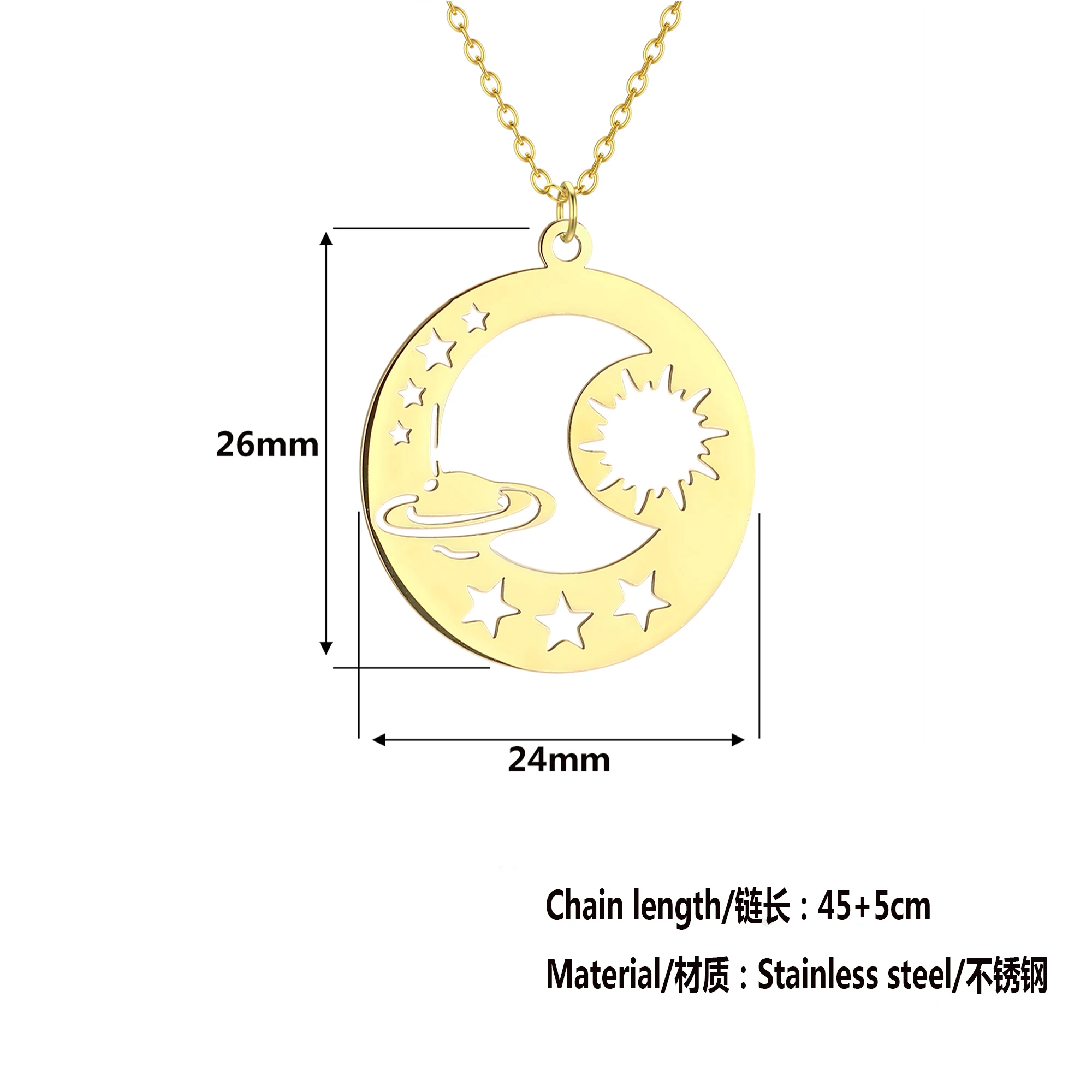 Kinitial Raindrop Cloud Whale Ghost Hand Flower Horse Meditation Moon Stainless Steel Pendant Necklace For Women Jewelry Gift