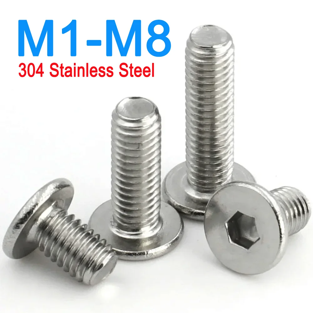 

M1.6 M2 M2.5 M3 M4 M5 M6 M8 CM 304 A2 Stainless Steel Hex Hexagon Socket Ultra Thin Flat Wafer Head Allen Bolt Screw 5/10/50pcs