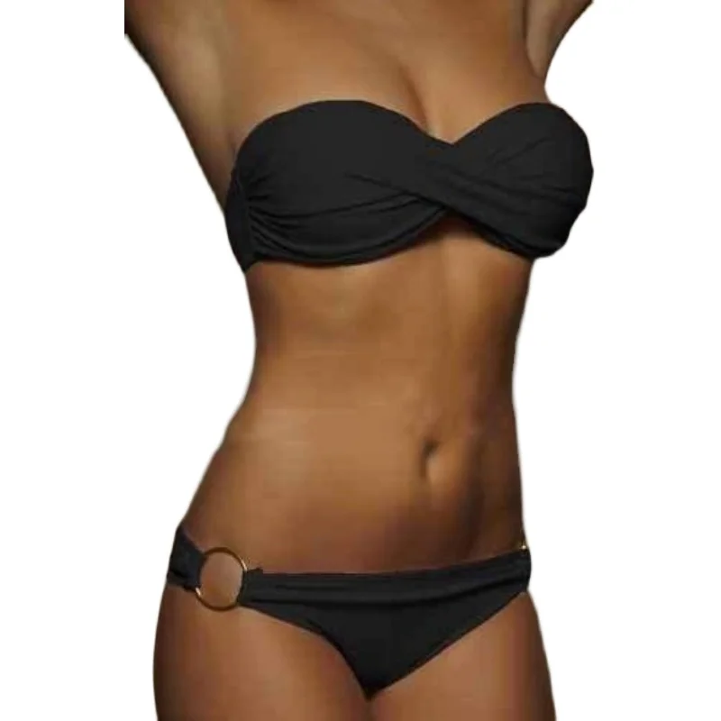 

Однотонный купальник-бикини для женщин, летний сексуальный купальник с косточками, раздельный купальник-бикини из нейлона