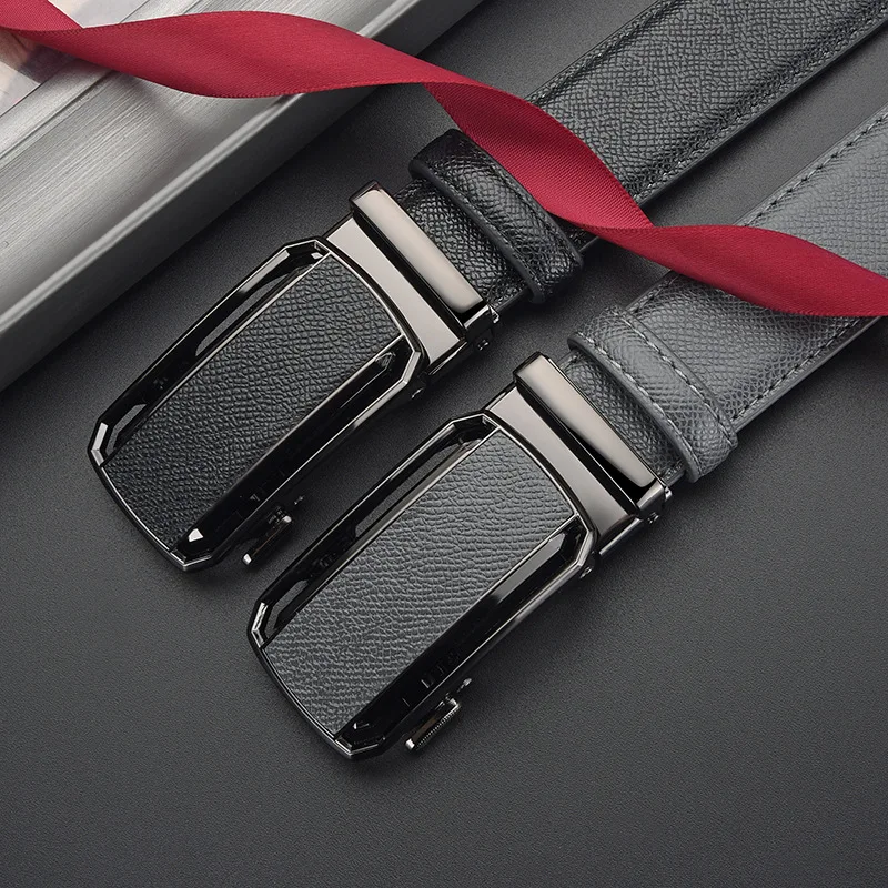 Men Belts Metal Automatic Buckle Brand High Quality Leather Belts for Men Famous Brand Luxury Work Business Strap