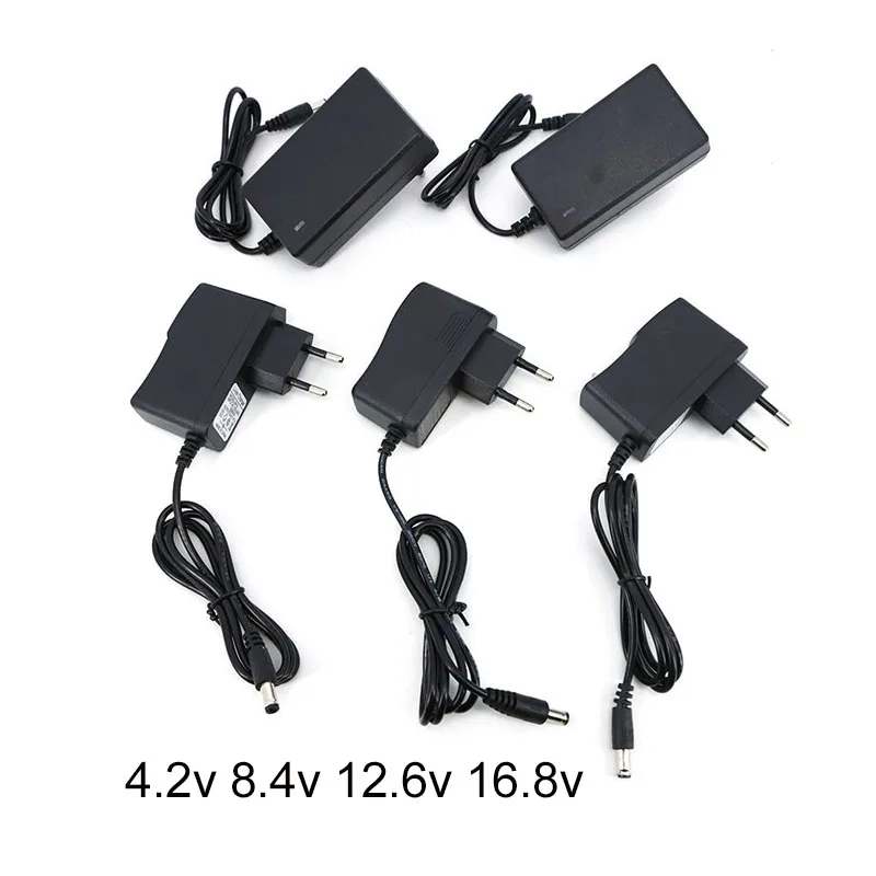 AC to DC 4.2v 0.5A 2A 8.4v 12.6v 16.8v 1A 2A 2000ma Adapter Power Supply Charger plug for Drill Driver 18650 Lithium Battery M20