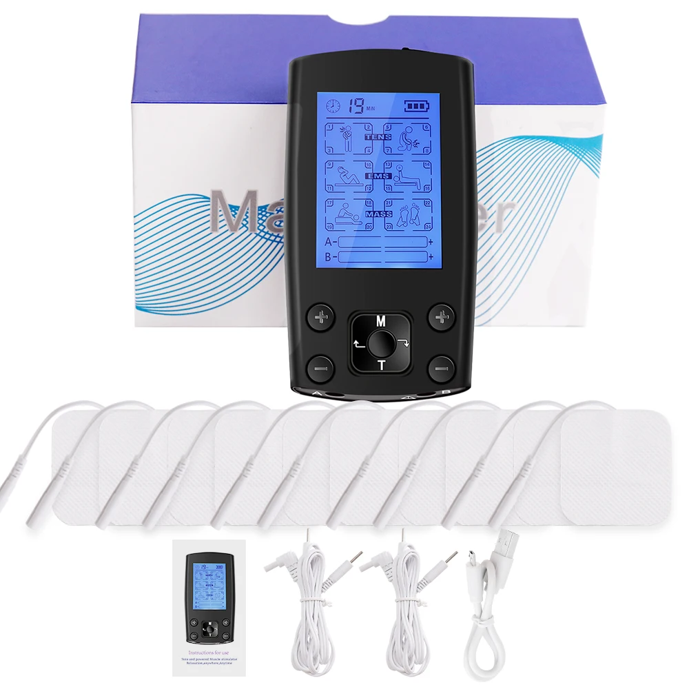 

24 Modes TENS Massage Instrument EMS Muscle Stimulator Rechargeable Electric Body Massager Pain Relief Relax Muscle Health Care