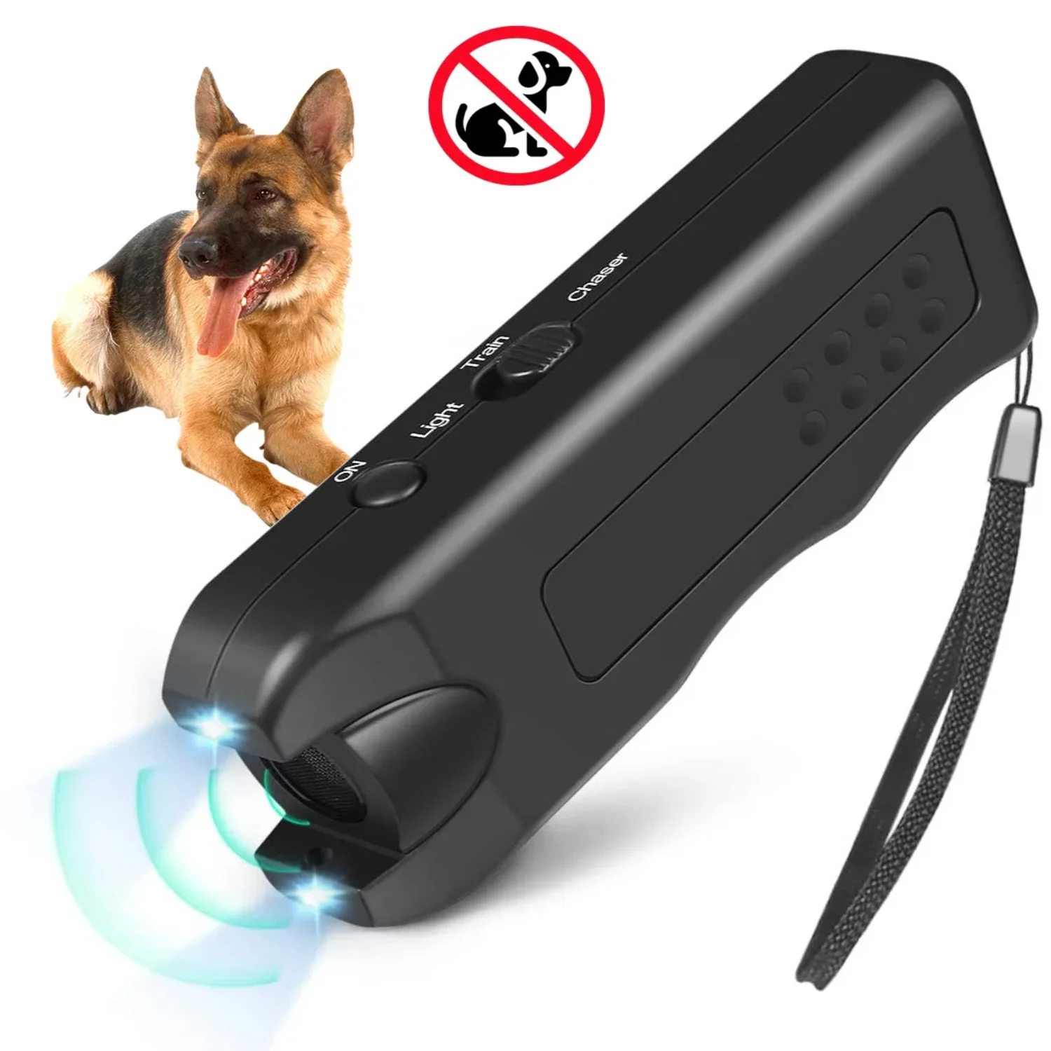 Repelente ultrassônico para cães, portátil, parada de latidos, luminoso, ultrassônico, driver de cachorro, dispositivo dissuasor de latidos de cachorro, anti-latido, silenciador