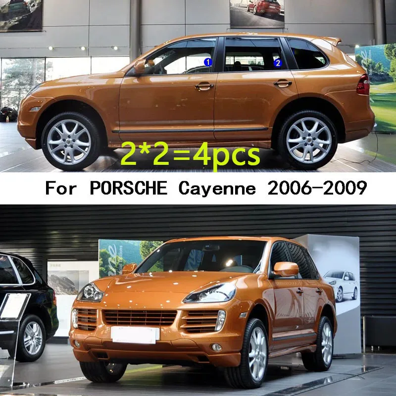 For PORSCHE Cayenne 2006 2007 2008 2009 Car TPU/Glossy Mirror Pillar Post Cover  Door Trim Window Stickers Accessories 4PCS