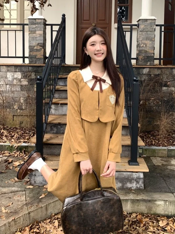 French Sle Long Dr Damen Herbst Winter Samt Underdr Ele Ladylike Dr Date Night Outfit A-Linie Silhouette